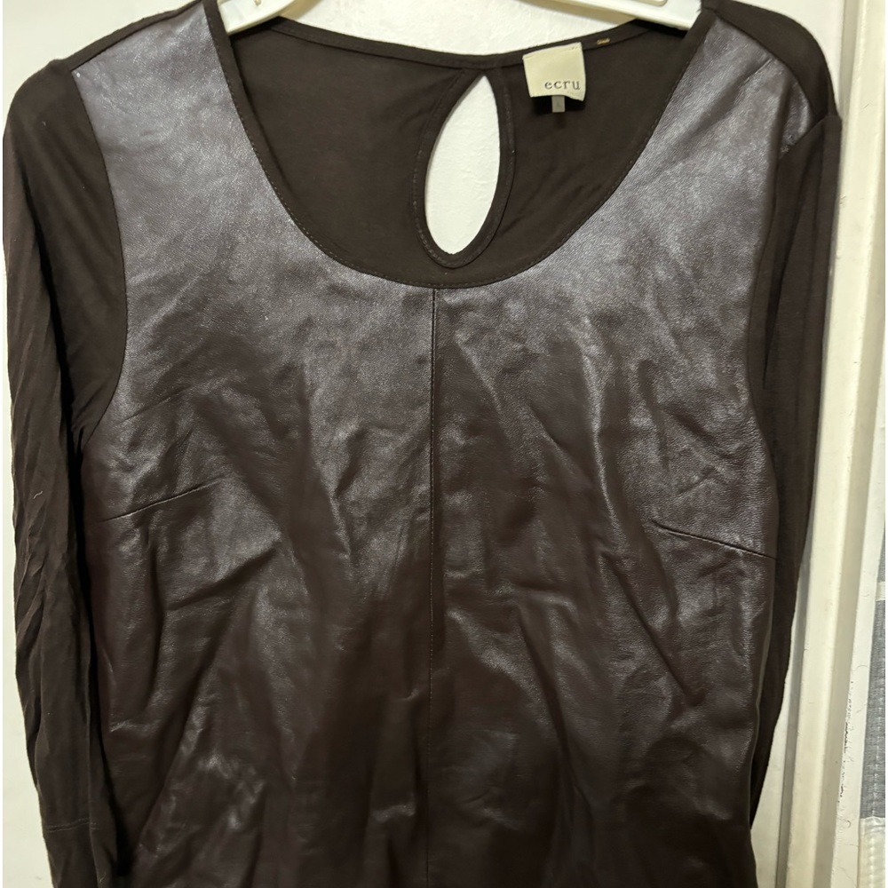 Women leather and knit top